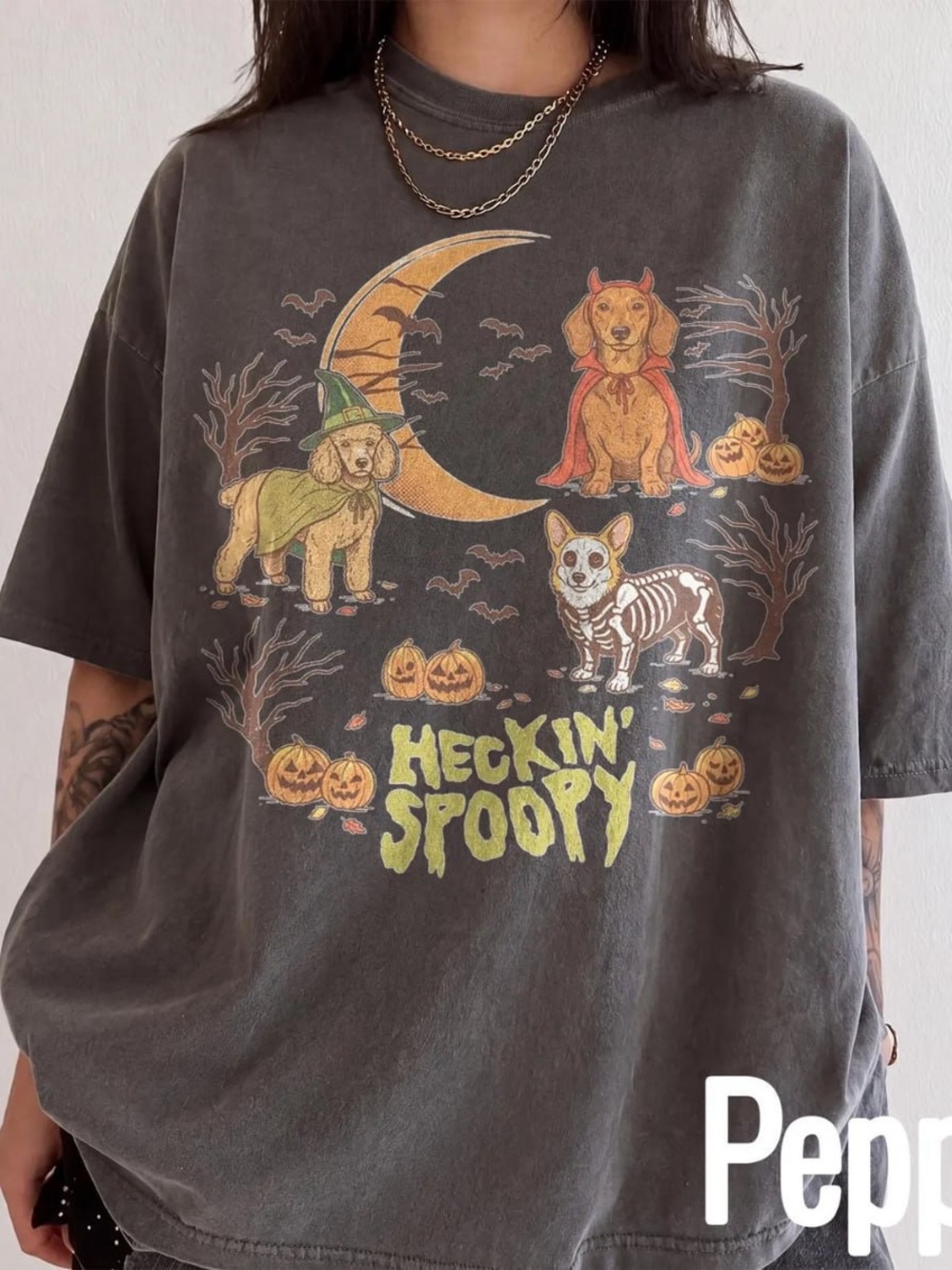 Comfort Colors Pepper 'Heckin' Spooky' Dog Graphic Tee